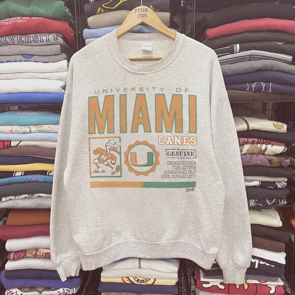 90's MIAMI HURRICANES Vintage Green University shirt - Picture 1 of 4